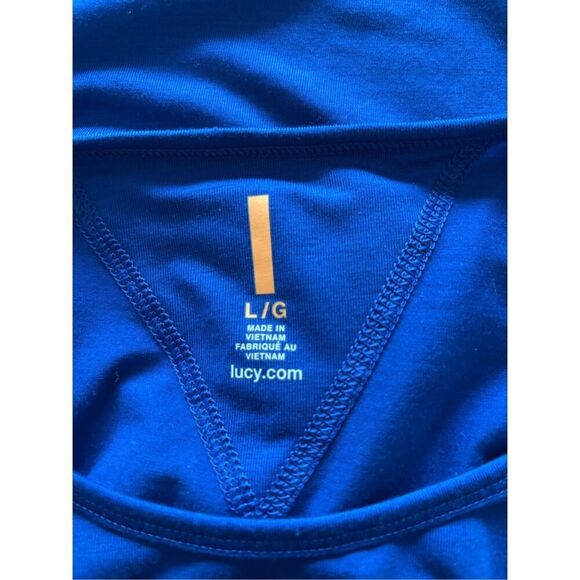Lucy Tech Womens Short Sleeve Blue Workout T Shirt Size Large Exercise - Picture 2 of 10